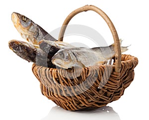 Dried fish isolated on a white background