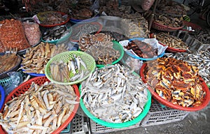 Dried fish at the market in Tra Vinh, Vietnam