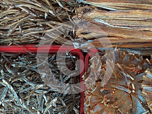 Dried fishes in a local market at Phan Thiet, Vietnam.