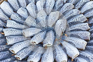 Dried fishs of local food at open market
