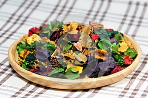 Dried flower with aroma in wood plate