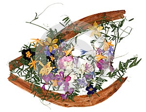 Dried flower petals, application bouquet of dry  flowers