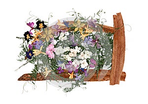 Dried flower petals, application bouquet of dry  flowers