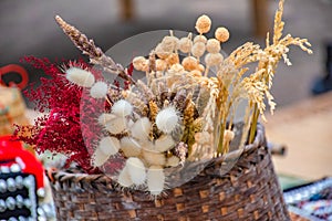 Dried flowers in a basket