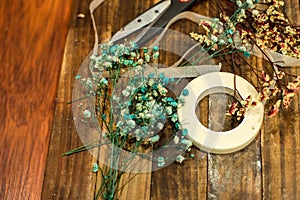 Dried flowers and tools