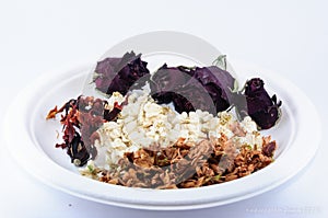 Dried flowers on white background