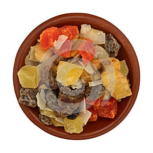 Dried fruit mix in a small bowl