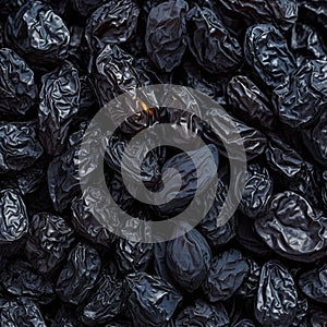 Dried fruit texture Black raisins, popular and delectable dried grapes