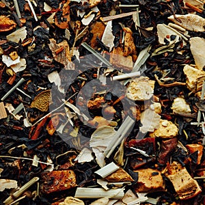 Dried fruit tropical tea background