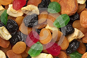 Dried fruit, tutti frutti, full frame as background photo