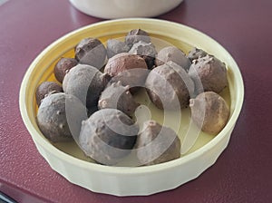 Dried fruits of beleric Myrobalan or Terminalia bellirica photo