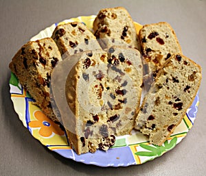 Dried fruits cake on a plate