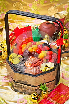 Dried fruits on chinese new year background