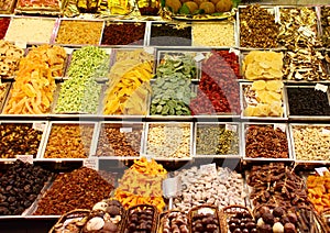 Dried fruits in the market