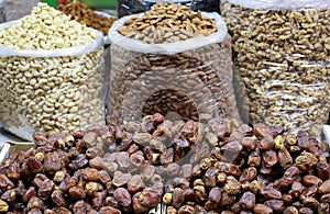 Dried fruits at a market stall