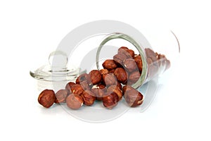 Dried fruits and nuts in a glass jar