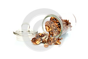 Dried fruits and nuts in a glass jar