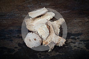 Dried Galangal on white background