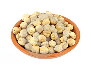 Dried garbanzo beans in small bowl