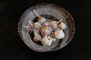 Dried garlic in the bawl