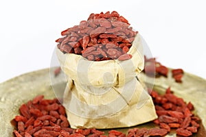 Dried goji berries in the bag