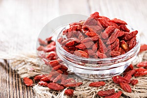 Dried Goji Berries in a bowl