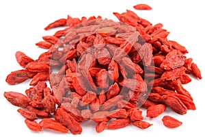 Dried goji berries isolated on a white background