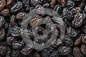 Dried grape delight Black raisin texture, a popular snack