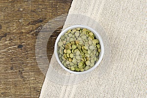 dried green pea in half