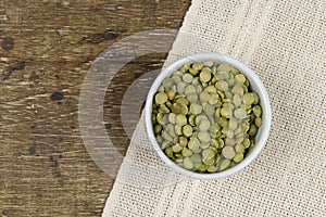 ,dried green pea in half