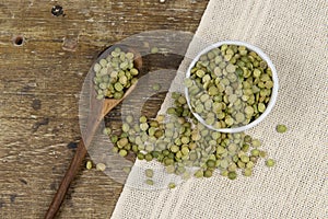 dried green pea in half