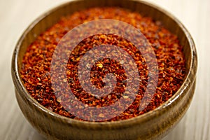 Dried ground red pepper in bowl