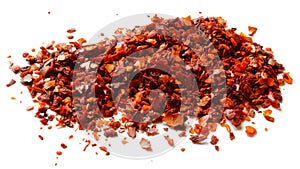 Dried ground red pepper and seeds isolated