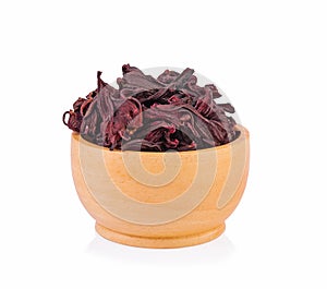 Dried hibiscus sabdariffa or roselle fruits on white background.