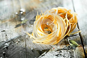 Dried Italian linguine pasta photo