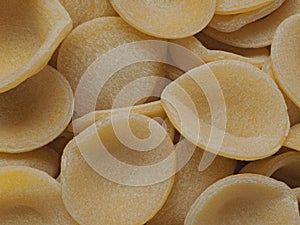 Dried italian orecchiette pasta food background