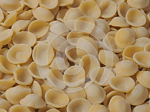 Dried italian orecchiette pasta food background