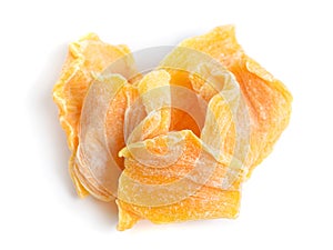 Dried jackfruit chips isolated on white background