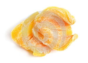 Dried jackfruit chips isolated on white background