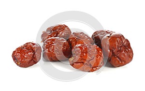 Dried jujube fruits on white background