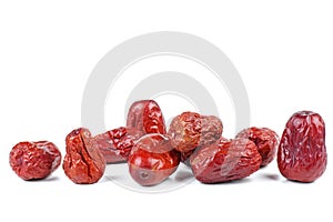 Dried jujubes isolated on white background