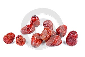 Dried jujubes isolated on white background