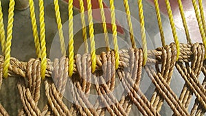 Dried jute thread or ropes interwoven for making traditional bed called charpai