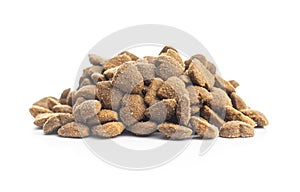 Dried kibble pet food. Heart shape dried animal food