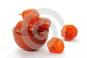 Dried kumquat isolated photo