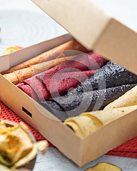 Dried lavash fruits mixed in paper package