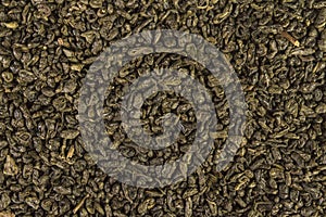 Dried leaves of green chinese gunpowder tea