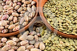 Dried lentils and beans