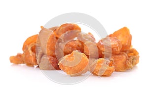 Dried longan fruit on white background