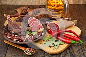 Dried meat still life